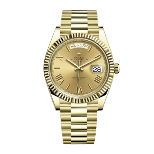 Đồng Hồ Rolex Daydate 40 228238-0006 Mặt Số Vàng Dây President Vàng Vàng